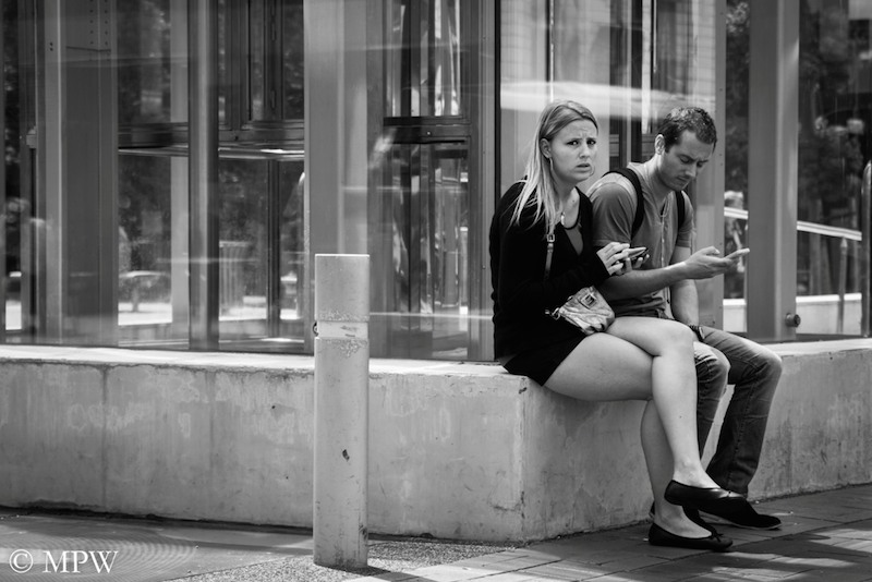 Auckland City street photo, Queent St, black and white